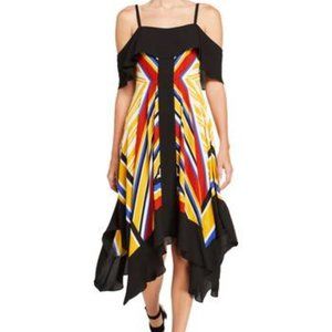 BCBGMAXAZRIA Striped Cold-Shoulder Dress